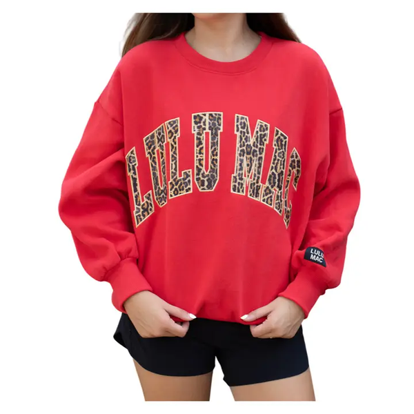 LULU MAC SWEATSHIRT - RED/LEOPARD