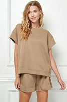 KEEP IT CASUAL TEXTURED TOP - TAN