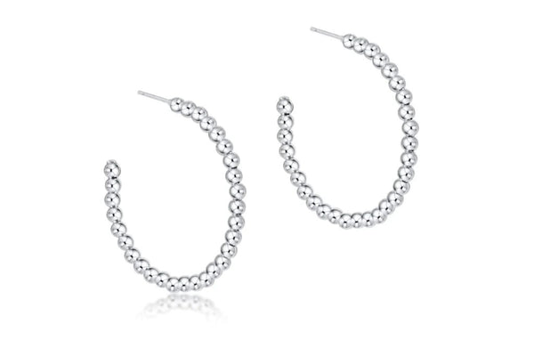 BEADED CLASSIC 1.25" POST HOOP 3MM STERLING