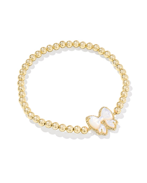 HALEY BOW STRETCH BRACELET - GOLD IVORY MOP