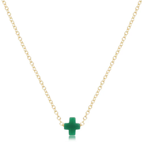 16" NECKLACE GOLD - SIGNATURE CROSS SMALL EMERALD