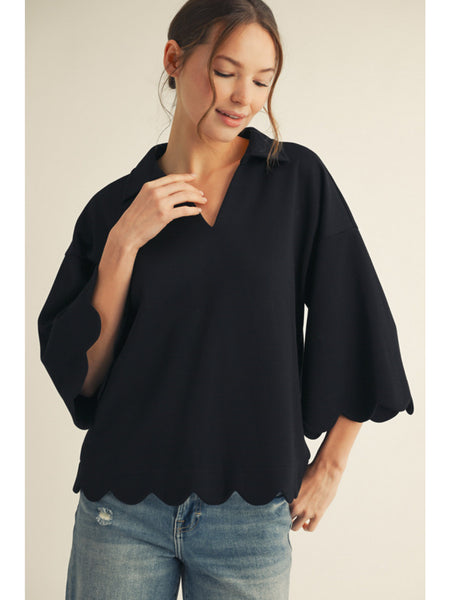 FUN FLAIR TOP - BLACK