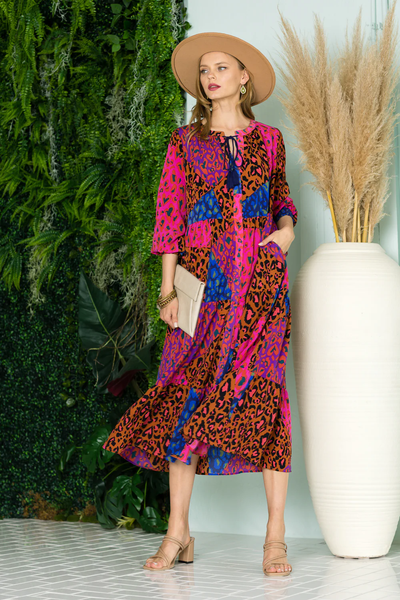 WALINDA PRINTED CHARMEUSE DRESS