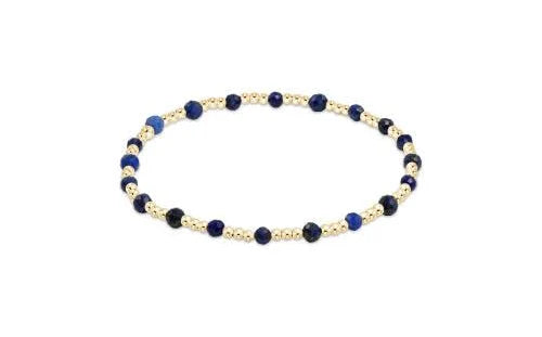 EXTENDS GEMSTONE GOLD SINCERITY PATTERN 3MM BEAD BRACELET LAPIS