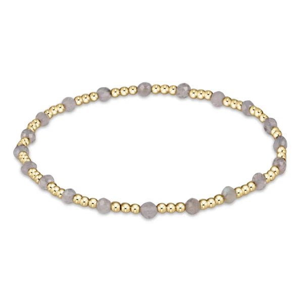 EXTENDS GEMSTONE GOLD SINCERITY PATTERN 3MM BEAD BRACELET LABRADORITE