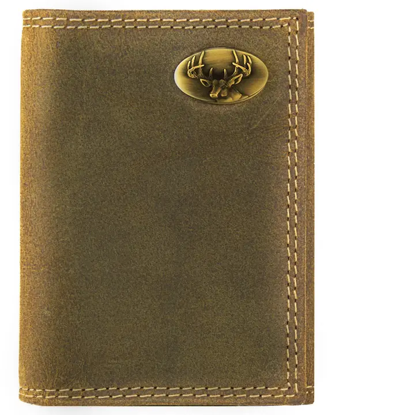Buck Vintage Tan Leather Trifold Wallet
