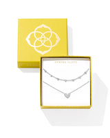 ARI & HAVEN HEART NECKLACE GIFT SET - SILVER WHITE CZ