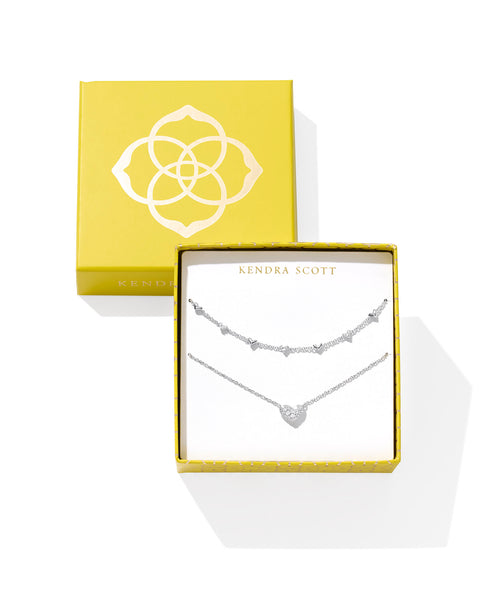 ARI & HAVEN HEART NECKLACE GIFT SET - SILVER WHITE CZ