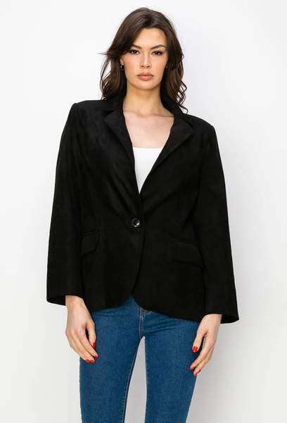 AMY SUEDE BLAZER - BLACK