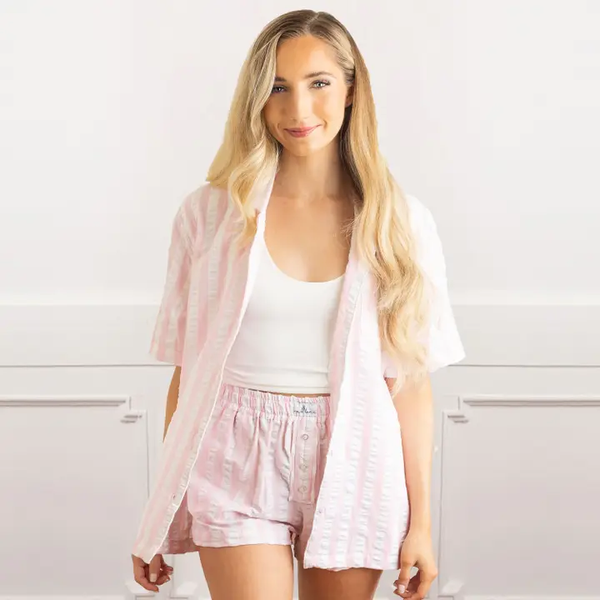 PINK STRIPE BOXER PJ SET