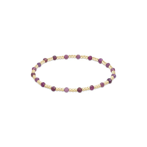 GEMSTONE GOLD SINCERITY PATTERN 3MM BEAD BRACELET - RUBY