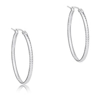 OVAL STERLING 1" HOOP - TEXTURED