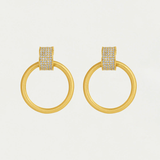 PETITE PAVE DROP HOOP GOLD/WHITE TOPAZ