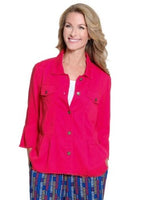 RUFFLED OUT PEPLUM JACKET - RED