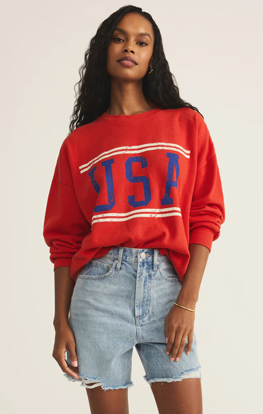 USA SUNDAY SWEATSHIRT - CABANA RED