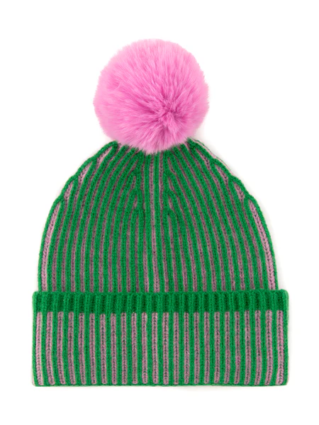 CHRISTIE BEANIE - GREEN/PINK