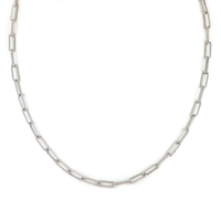 DIAMANTE LINK NECKLACE 16IN RHODIUM