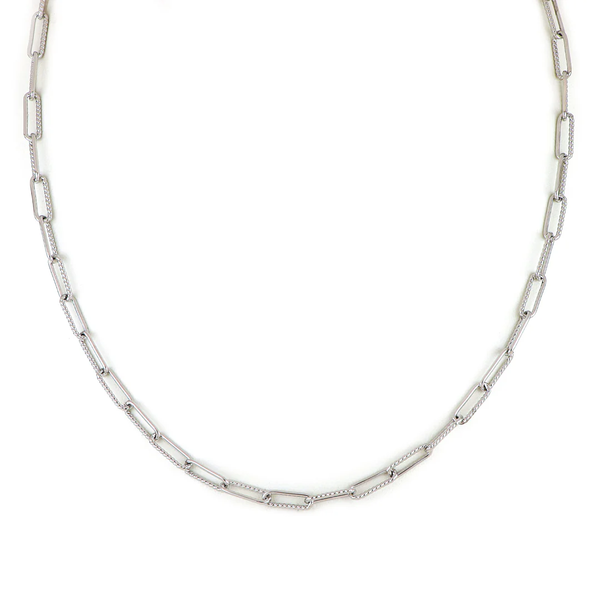 DIAMANTE LINK NECKLACE 16IN RHODIUM