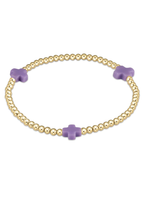 EGIRL SIGNATURE CROSS GOLD PATTERN 3MM BEAD BRACELET - PURPLE