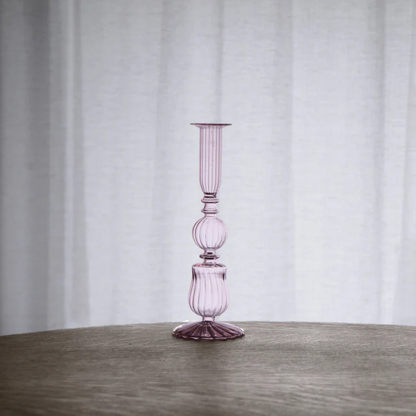 GLASS CAMBRIDGE SOPHIA 9" CANDLE HOLDER SET/2