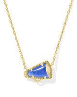 CHEER SHORT PENDANT NECKLACE - GOLD/COBALT