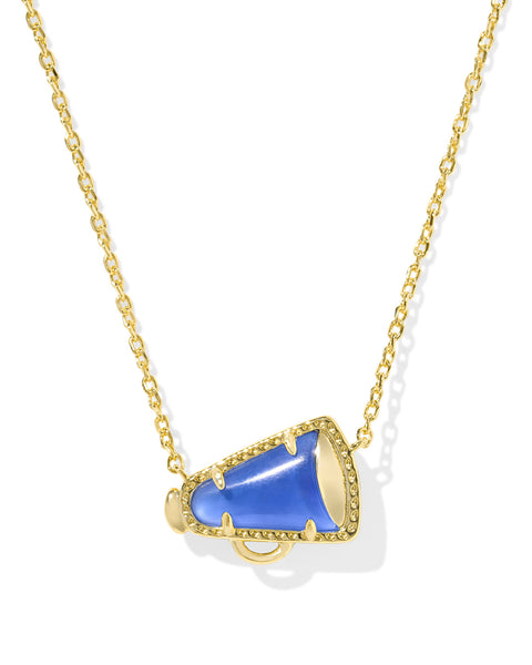CHEER SHORT PENDANT NECKLACE - GOLD/COBALT
