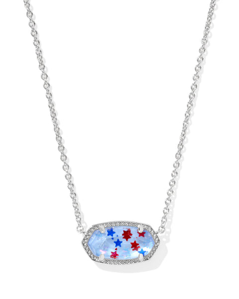 ELISA SHORT PENDANT NECKLACE RHOIDUM RED WHITE BLUE STAR ILLUSION