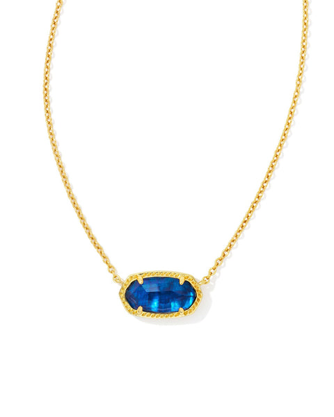 ELISA SHORT PENDANT NECKLACE - GOLD/NAVY ABALONE