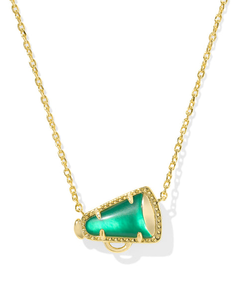 CHEER PENDANT NECKLACE - GOLD/GREEN
