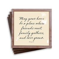 MAY YOUR HOME COPPER & GLASS COASTER SET/4