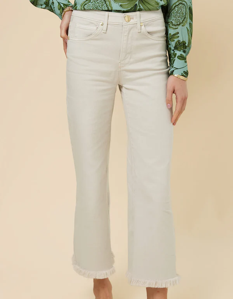 NAYLA FRINGE WIDE LEG PANT - ALMOND