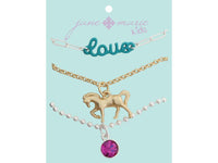 KIDS TEAL LOVE BAR NECKLACE SET OF 3