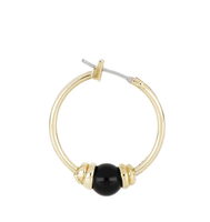 PEROLA BLACK ONYX GOLD SMALL HOOP EARRING