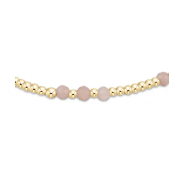 GEMSTONE GOLD JOY PATTERN 3MM BEAD BRACELET - PINK OPAL