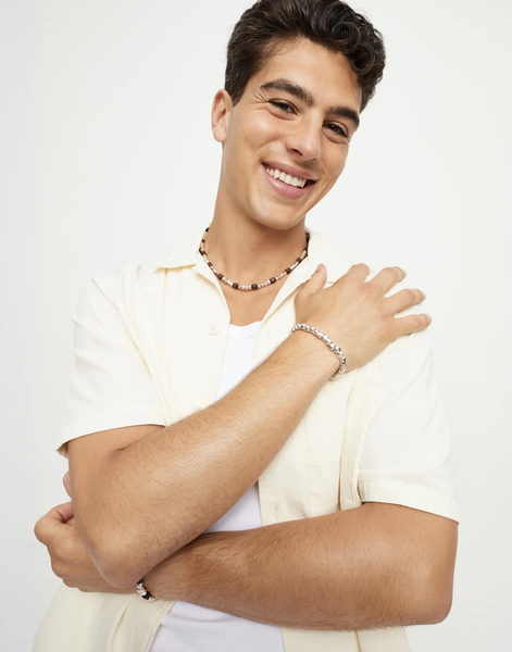 SER IMPARABLE BEADED BRACELET IVORY/SILVER - XL