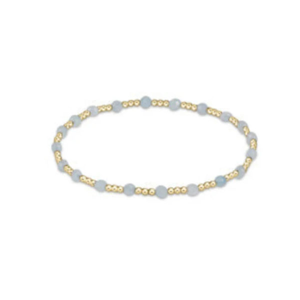 GEMSTONE GOLD SINCERITY PATTERN 3MM BEAD BRACELET - AQUAMARINE