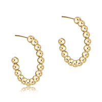 BEADED CLASSIC 1.25" POST HOOP - 4MM GOLD