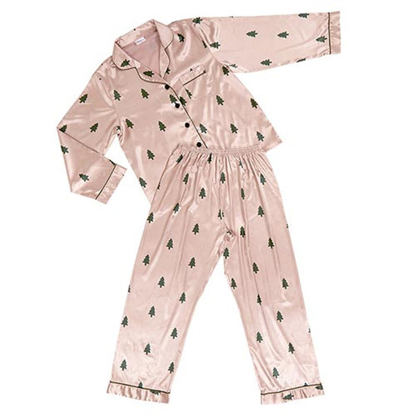 PINK WOODLAND TREE SATIN PJ SET