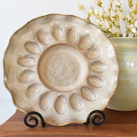 HANDCRAFTED EGG PLATTER - CHANTILLY CREAM