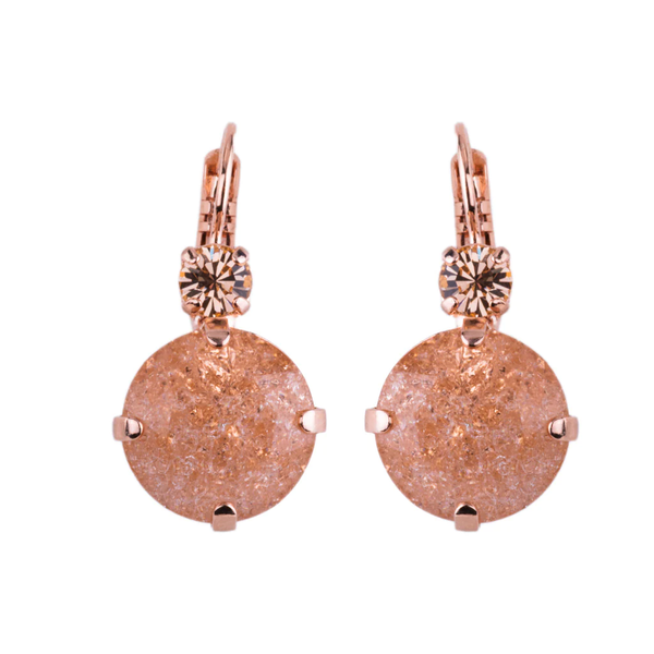 EXTRA LUXURIOUS DOUBLE STONE LEVERBACK EARRING DESERT ROSE/ ROSE GOLD