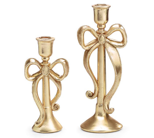 GOLD BOW CANDLESTICKS