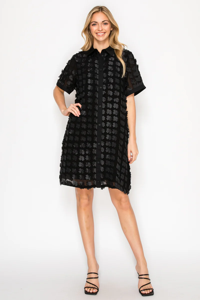 JALISA FLOWER DRESS - BLACK