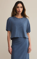 ON THE GO JERSEY DENIM TEE - VINTAGE INDIGO