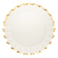 SCALLOPED CHARGER PLATE - WHITE/GOLD