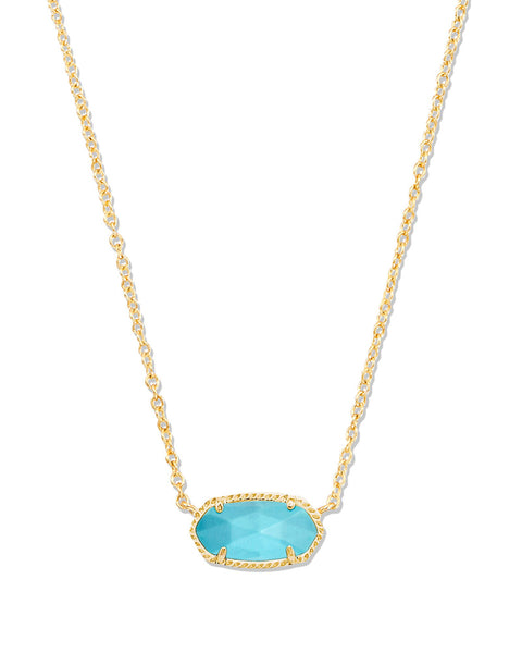 ELISA SHORT PENDANT NECKLACE - GOLD TURQUOISE MAGNESITE