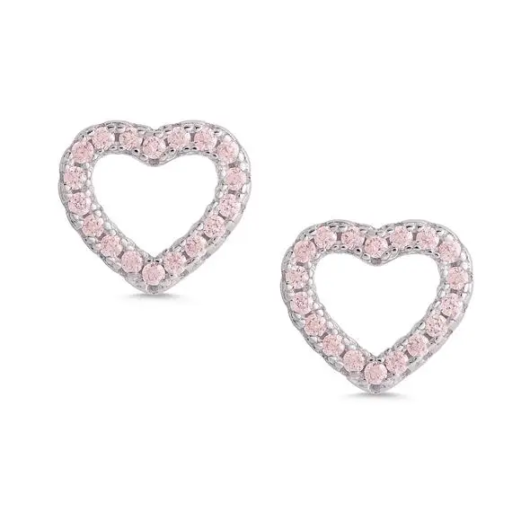 PINK OPEN HEART CZ EARRINGS STERLING