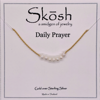 7 PEARL DAILY PRAYER GOLD OVER STERLING NECKLACE 16"