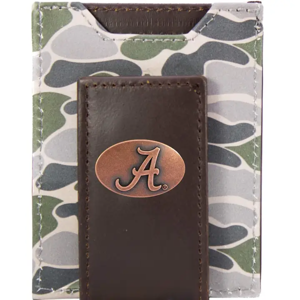 Alabama Crimson Tide Magnetic Old School Camo Leather Wallet