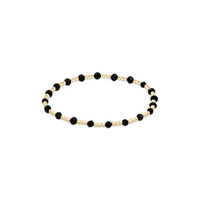 GEMSTONE GOLD SINCERITY PATTERN 3MM BEAD BRACELET - FACETED ONYX