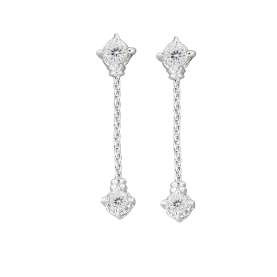 CZ CLUSTER  1"  DROP EARRING RHODIUM